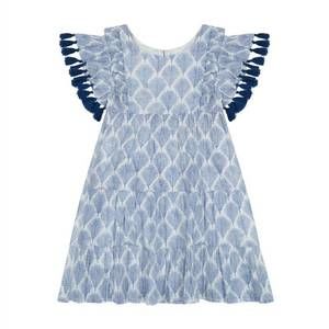 NEW MER ST. BARTH girls sophie tassel dress in navy feather